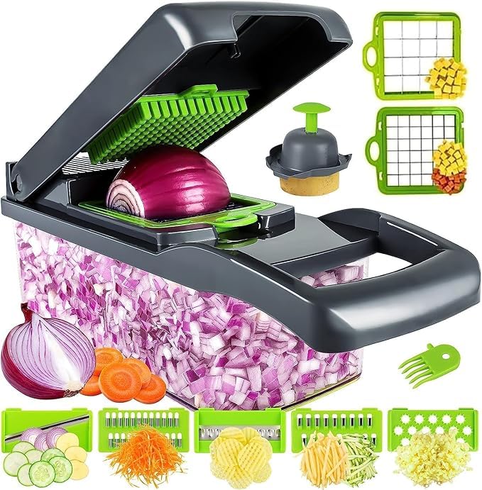 14-in-1 Vegetable Chopper & Slicer with Stainless Steel Blades