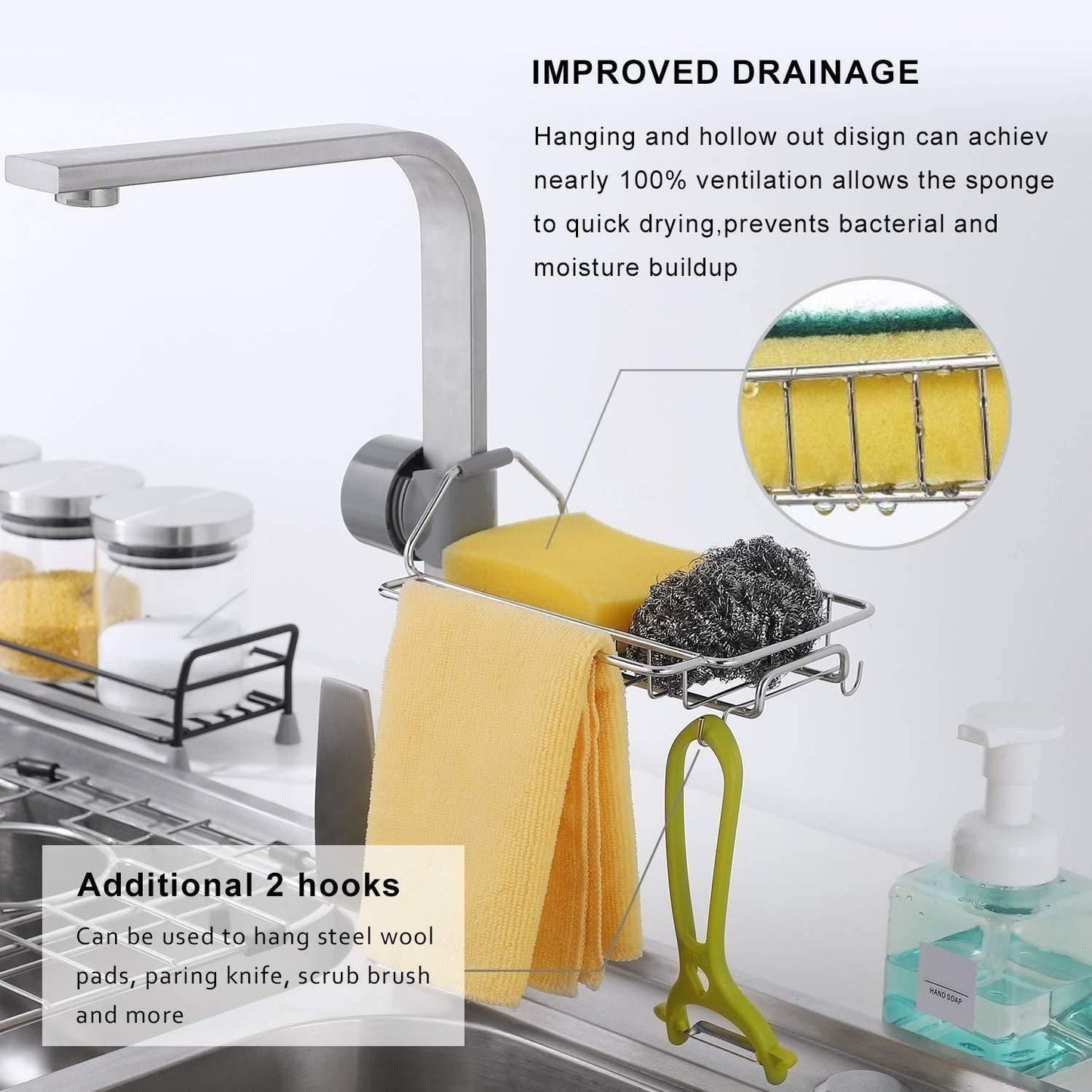 Stainless Steel Faucet Hanging Shelf Sponge Holders